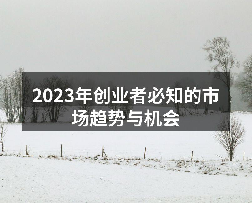 2023年创业者必知的市场趋势与机会